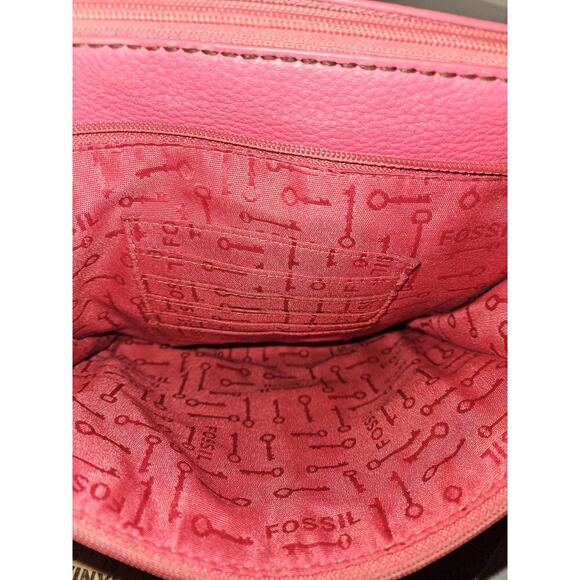 Fossil Leather Crossbody Handbag Pink 12x10 - Picture 13 of 13